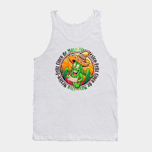 Viva Mexico Feliz Cinco de Mayo Mexican Fiesta Funny Cactus wearing sombrero Mexican Hat Tank Top